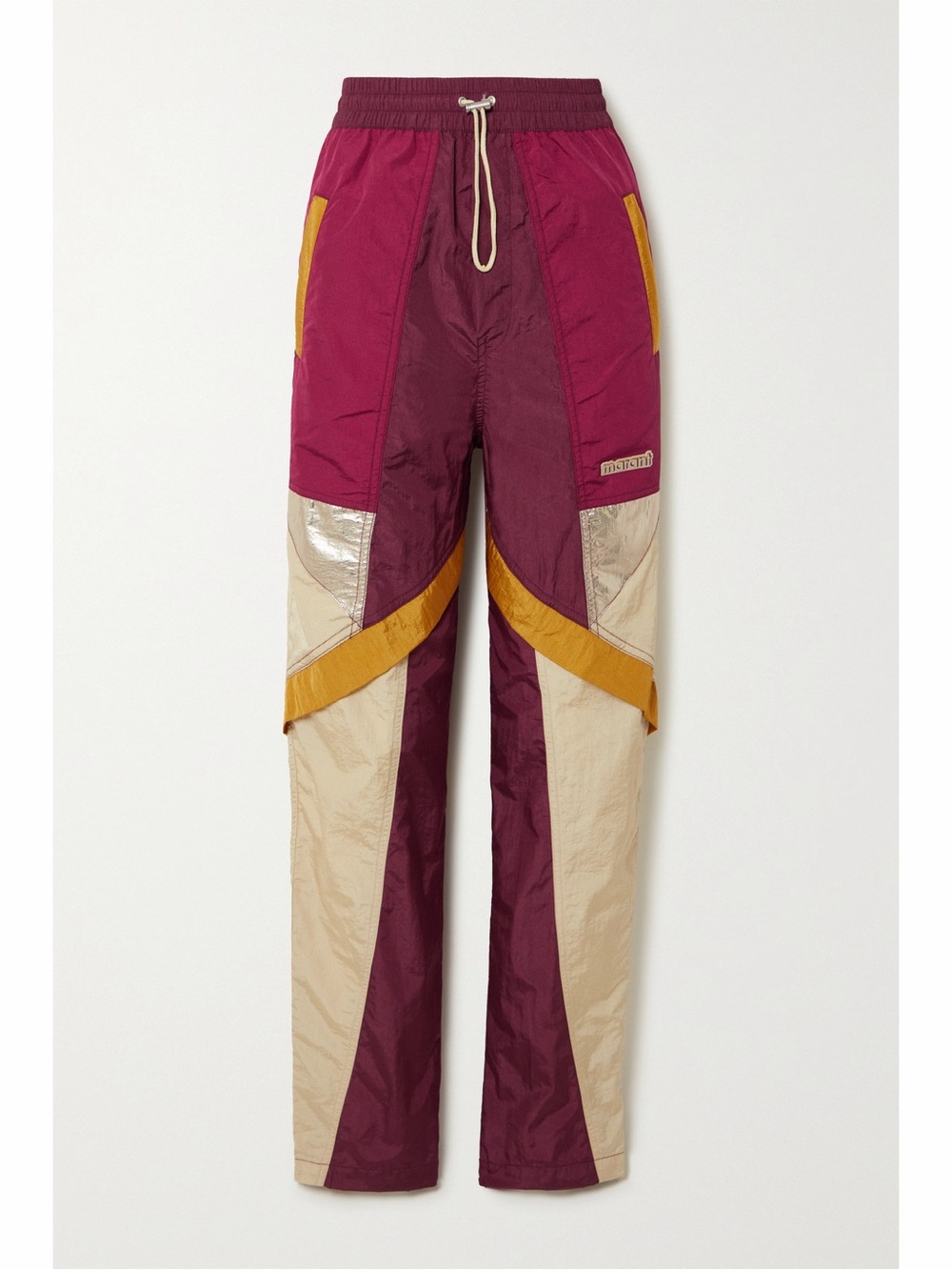 ISABEL MARANT ÉTOILEMackenzie Paneled Shell Track Pants In Burgundy GUC